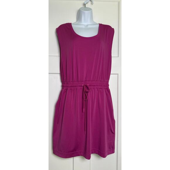 Lou & Grey Luvstretch Tank Dress MED Drawstring Waist Sleeveless Pink Active - Picture 1 of 11